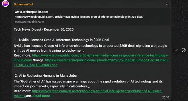 WhatsApp news digest automated updates